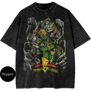 Mighty Morphin Power Rangers Shirt, Animated Shirt, Vintage T-Shirt, Unisex Cotton Crewneck T-Shirt - Medium, Short Sleeve, Casual Streetwear Printed Tee