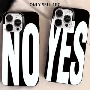Black White Letters NO and YES Personalized Art Smartphone Case For iPhone 11 12 13 14 15 16 Pro Max 16E XR X XS Max 7 8 Plus Cover Accessories