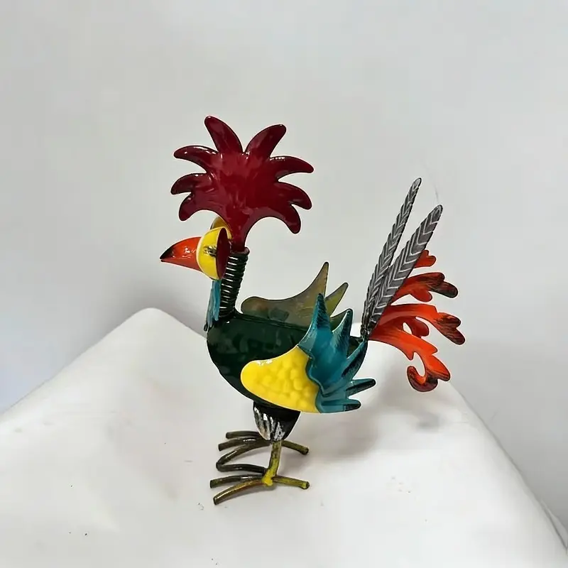Metal Rooster Garden Decorative Sculpture Patio Lawn Pond Patio Art Home Statue Porch,Colorful Rooster Decoration Ornaments, Garden Ornaments, Iron Crafts, Outdoor Creative Decorations, Garden Sculptures Statues