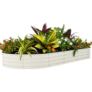 Galvanized Raised Garden Bed – Rust-Resistant Tall Metal Planter Box, Outdoor Gardening, Tool-Complimentary Assembly for Vegetables, Flowers & Herbs – Beige or Green with anti-cut strips