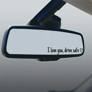 Car Sticker I Love Driving Safe Text Decal, Rearview Mirror Decoration, Qf241-1 Pack Car Accessories, Stylish Auto Stickers, Sticker For Cars
