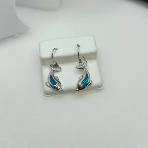 925 Sterling silver dangling earrings dolphins
