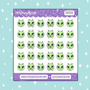 Alien Emojis Doodle Sticker