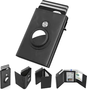 Mens Wallet Card Holder for AirTag: Leather Smart Wallet for Men Compatible with Apple Air Tag, RFID Blocking, Slim, Minimalist - 9-14 Car