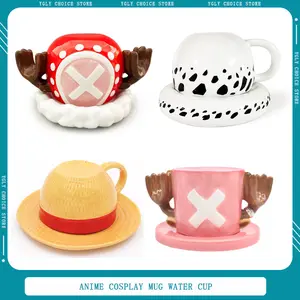 Anime Cosplay Mug Water Cup Creative Luffy Ace Sabo Ceramic Cup Three Brothers Hat Shaped Coffee Cup Parties