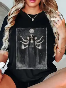100% Cotton Vintage Cottagecore Aesthetic Witches werewolves Moon Witchy T-Shirt