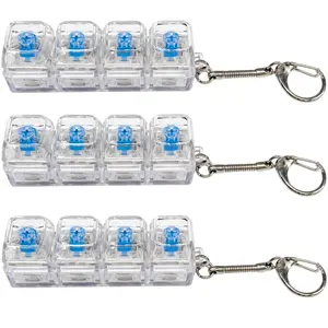 Keyboard Fidget Toy for Adult, Cat Shape Clicker Keyboard Fidget Keychain with LED Lights, White 4-in-1 Loud Stress Relief Fidget Keyboard for Anxiety Decompression (White)