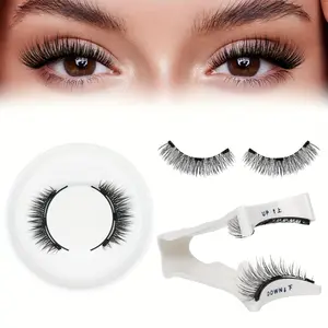3D Magnetic Eyelash Set with Application Clip - Glue-Free & Alcohol-Free False Eyelashes, High Quality Eyelashes, Easy to Use Synthetic Lashes for Natural Look - Comfortable & Safe Eyelash Extensions, Reusable with Applicator, DIY False Eyelashes