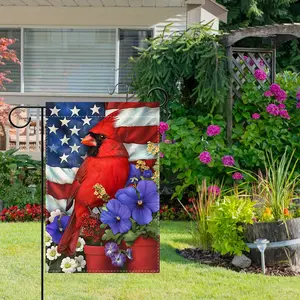 Cardinal Bird Polyester Garden Flag - 12x18in Double-Sided Patriotic Flag for 4th of July Independence Day, Durable and Fade-Resistant, Ideal for Outdoor Lawn, Garden, and Patio Decor (No Flagpole), Garden Decor, Yard