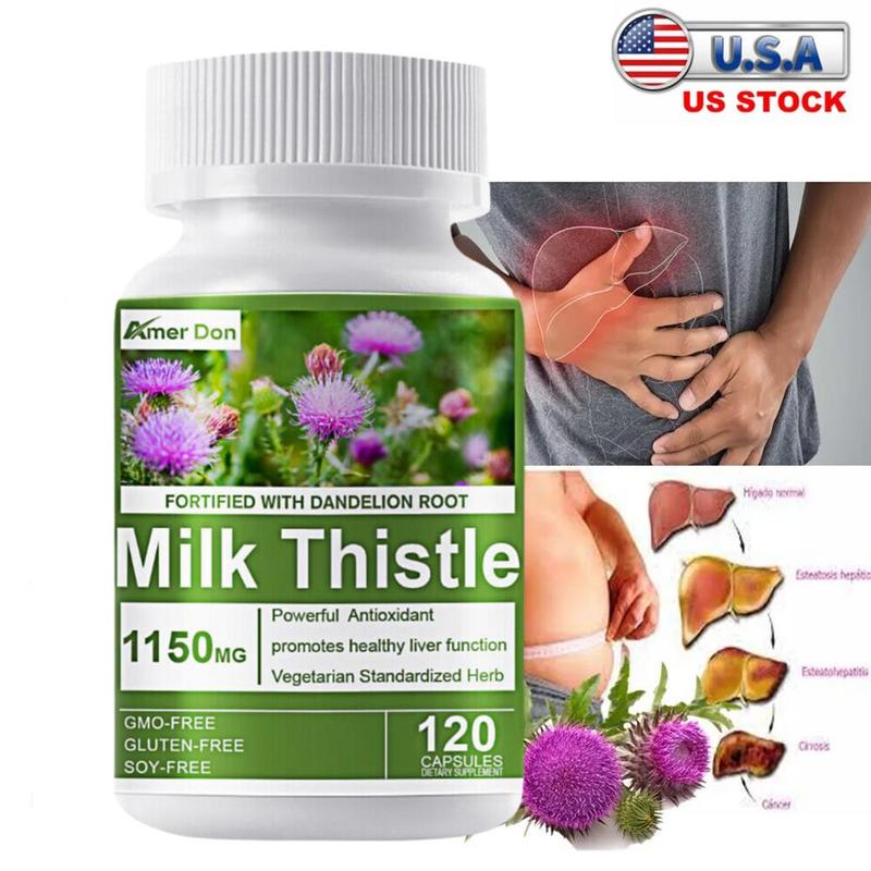 Liver Cleanse & Detox Support Supplement 1600mg with 120 caps + Milk Thistle