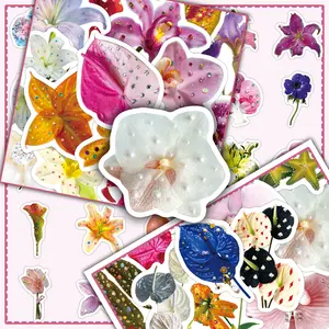 100-Pack Diamond Flower Stickers - 2 Glitter Floral Designs, Crystal-Inspired Decals for Guitars, Phone Cases & DIY Crafts (Iridescent Vinyl, 3D Sparkle Effect)