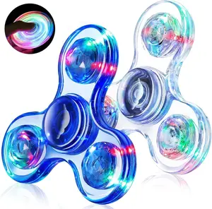 Fidget Spinner 2 Pack, Light up Sensory Fidget Toys Adults Kids 4-8-12 with Autism ADHD, Valentines Day Gifts for Kids Glow Anxiety Toys Stress Relief Teen Boy Gifts, Classroom Prizes