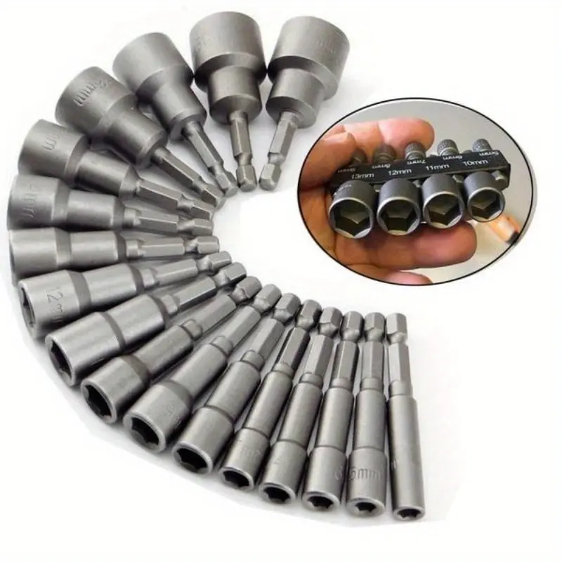 18pcs Hex Socket & Nut Driver Set for Home DIY, Chrome Vanadium Steel 5mm-13mm Screwdriver Bits, Complete Tool Kit for Projects, Screwdriver Combo, Screwdriver Sets
