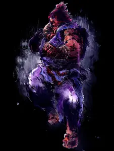 Capcom Street Fighter Akuma digital color Art Print 12x18 Original Drawing Of Gouki In Motion Raging Demon Attack By Capcom For Anime And Fighting Game Fans