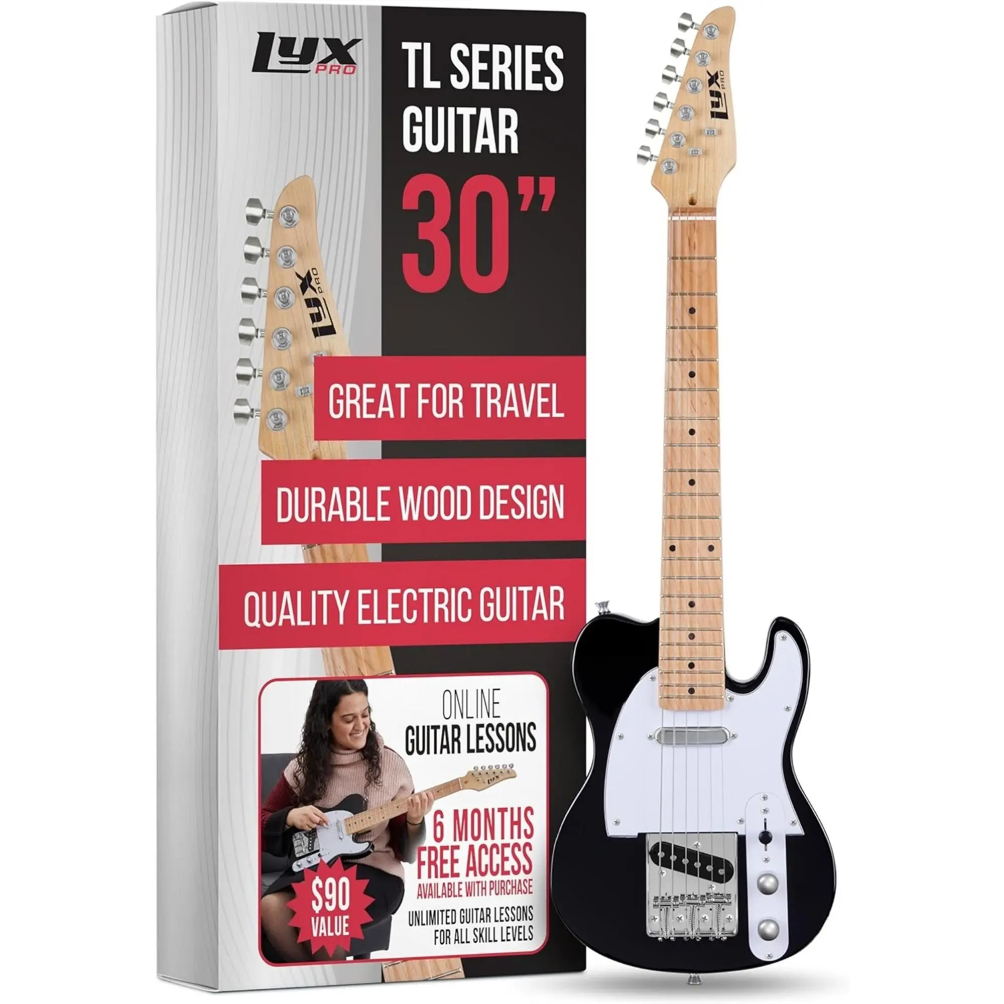 LyxPro 30 Electric Guitar TL Series, Solid Body Guitar with 3-Way Switch & Tone Controls