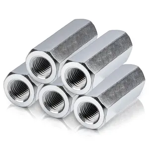 5 Pcs 3/8-24 X 1-1/8" Coupling Nuts 3/8-24 x 1-1/8" Hex Coupling Nut with Zinc Plate Threaded Rod Connector