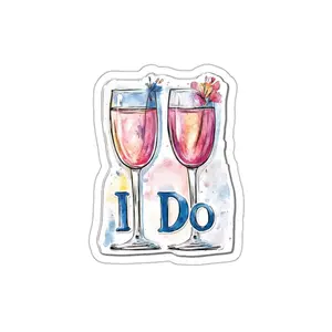Champagne Flute Die-Cut Stickers, Celebration Decals, Party Decor, Vinyl Decals, Bottle Label Stickers