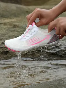 Women's Colorblock Slip on Water Shoes, Lightweight Breathable Quick Drying Water Shoes, Beach Barefoot Shoes for Swimming & Water Sports, Mesh Water Shoes