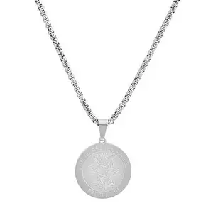 Stately Steel Men's Stainless Steel Guardian Angel Pendant with Chain