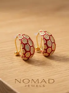 nomad jewels | Radiant Crimson Leopard Studs, Vintage Gold Tone Honeycomb Earrings, Sparkling Crystal Jewelry for Holiday & Party, Luxury Gift for Her#nomadjewels #redearrings #vintagejewelry #holidaylook #partyaccessories #jewelrygift #glamaesthetic
