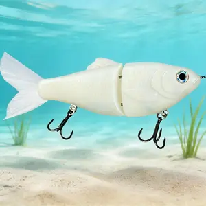 glass minnow SwimShad Glide Baits Jointed Swimbait Bass Pike Salmon Trout Muskie Fishing LureDurable Big Belly Glide Bait with Fur Tail Fishing Tackle Artificial Hard Baits