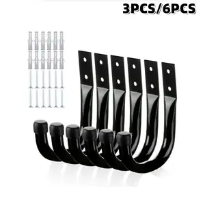 3/6 Piece Garage Storage Rack Hooks, Wall-Mounted Storage Hooks, Heavy Load Bearing Tool Hangers, Hollow Design