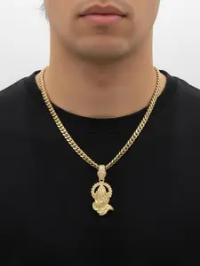 Gold Praying Hands Necklace 7mm Cuban Link 14k Gold Plated with Lifetime Replacement Guarantee for Elegant and Durable Jewelry