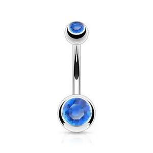 Blue Double Gem Belly Ring