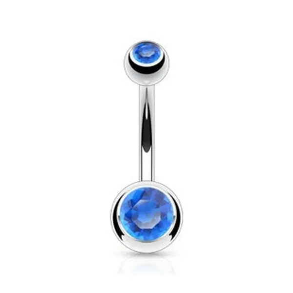 Blue Double Gem Belly Ring