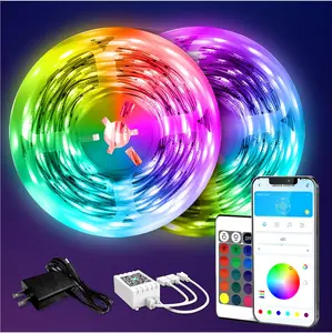 LED Strip Lights 130ft Lights Strip for Bedroom, Desk, Indoor Room Bedroom Brithday Valentines Day Gifts RGB Decor with Remote and 24V Power Supply