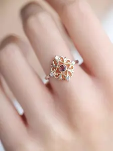 French Vintage Hollow Flower Wire Ring, Elegant Simple Design, Perfect for Parties, Gatherings, Vacations, Stylish Jewelry