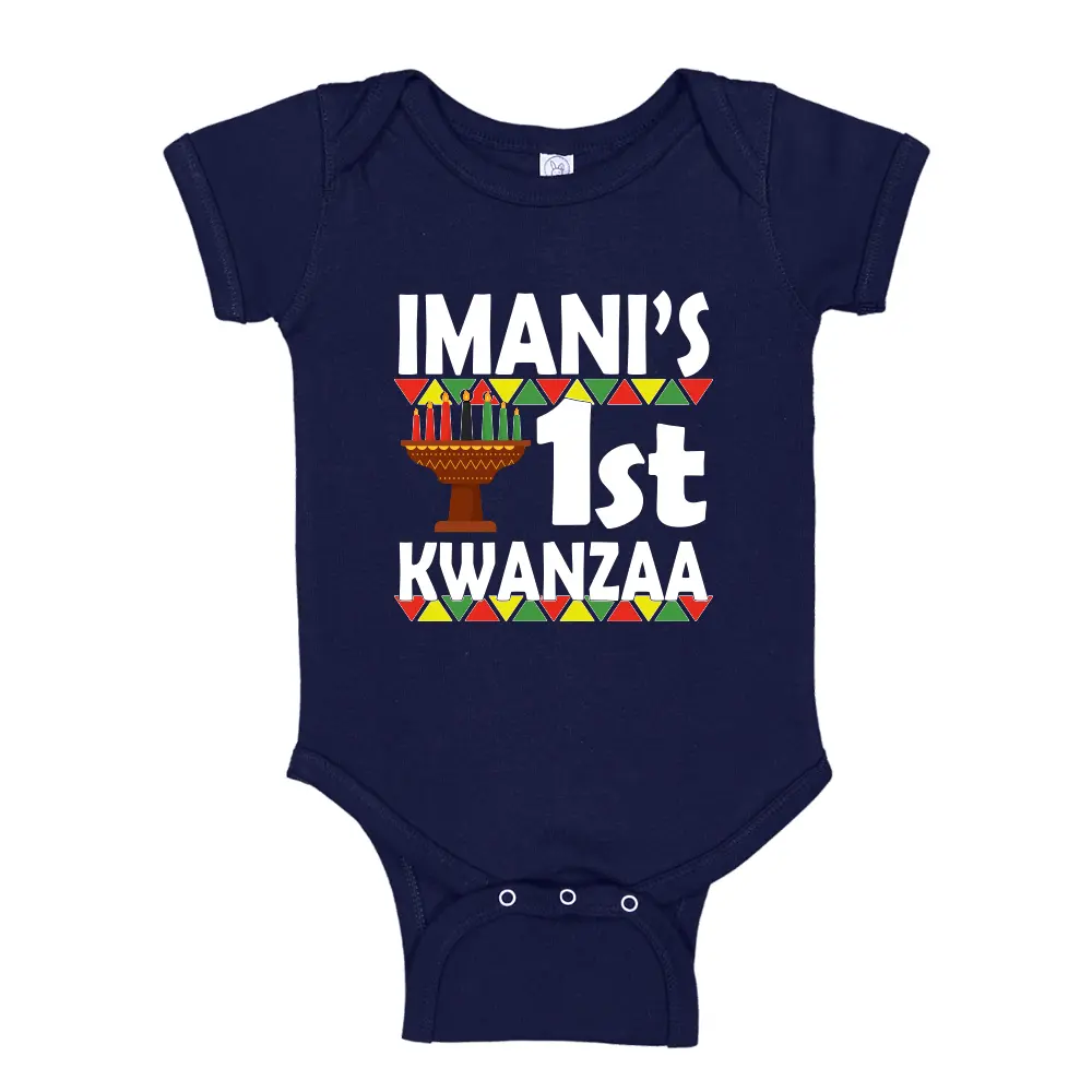 My First Kwanzaa Baby One Piece Bodysuit with Custom Name 1st Kwanzaa Gift for Baby Boy or Girl, Adorable Personalized Kwanzaa Clothes