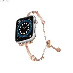 2026NEWRose Gold Slim Bangle Apple Watch Band - Adjustable Metal Bracelet Strap for Women, Fits iWatch Series 10 9 8 7 6 5 4 3 2 1 SE Ultra, Elegant Jewelry Wristband for Daily & Date Nights