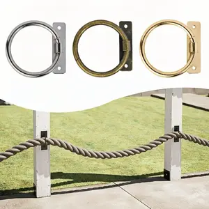 Multifunctional Vintage Metal Rope Ring Holder with Screws, Decorative Cord Fixing Clips for Fences Stairs Railing, 3 Colors Available