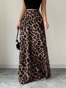 Women's Retro Vintage Leopard Print High Waist Long Skirt, Fitted Bodycon Design, Elegant & Sexy Style, All Season Wear