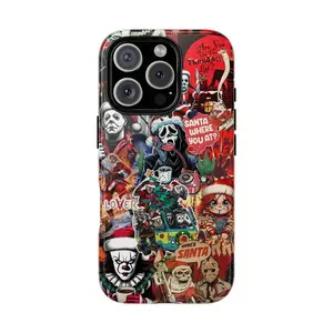 Horror Christmas Phone Case – Scary Santa Collage Aesthetic  Compatible with iPhone X, 11, 12, 13, 14,15, 16 & more