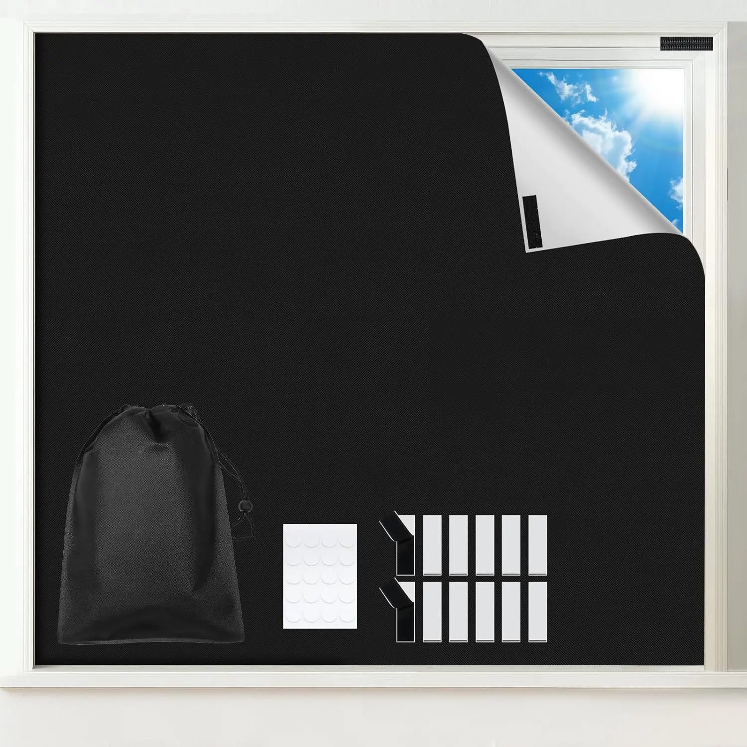 Blackout Curtains for Bedroom,Black Out Window Cover, Portable Window Blinds,Travel DIY Window for  ,Dorm Room and Media Room (Black 118"x57")