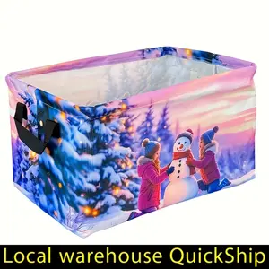 large Christmas Storage Basket Canvas With Handle Foldable Storage Box Cube Box Suitable For Wardrobe Toys Clothes Room Decoration Gift Basket, Christmas Wreath Storage, Christmas Decorations, Gift Basket Teacher Basket Book Basket, Laundry Baskets