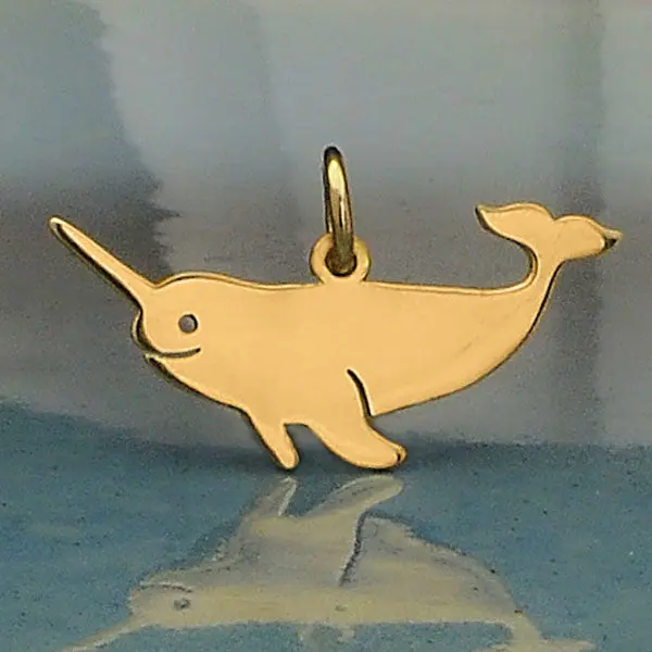 Bronze Narwhal Charm 13x23mm - 1pc/pk