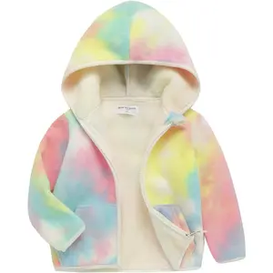 Boys Girls Polar Fleece Jacket with Hood Winter Thick Warm Outerwear Funny Cartoon