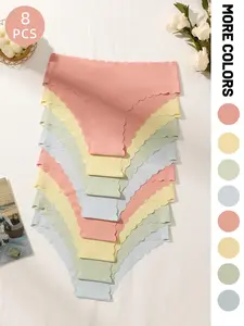 Women's Ultra-Thin Seamless Panties Set, Quick-Dry Low-Waist Sporty Underwear, Plain Pattern All-Season Comfortable Fit