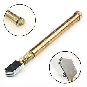 Glass Cutter with Diamond Head & Steel Blade for 3-15mm Glass, Pencil Style Tip Glass Cutter for Mirror/Tiles/Mosaic, Anti-Slip Handle Tool for Precision Cutting Work