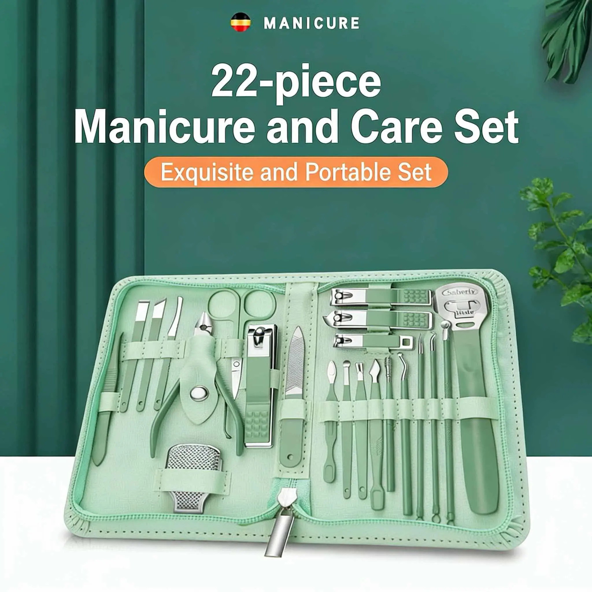 Portable 22PCS Manicure Pedicure Grooming Set, Multi Functional Nail Clipper Kit for Fingernail & Toenail Care, Perfect Personal Manicure Tools for Household, Travel, Birthday Gift