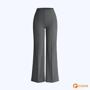 OQQ Women Straight Leg Pants High Waist Casual Lounge Work Basic Pants Vacation Comfort Trouser Minimalist Womenswear Bottom Lady Underwear  Nylon