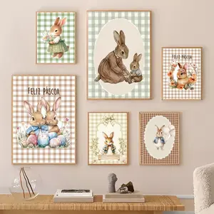 Famous Easter Bunny Cute Poster Peel & Stick Poster Set Wall Art – Self-Adhesive Aesthetic Room Decor | Gallery-Quality Waterproof Fade & Scratch Resistant Prints | Living Room, Bedroom, Dorm Home Decoration Multiple Sizes