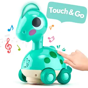 Crawling Dinosaur Toy Touch & Go Musical Light Infant Dino Crawling Toys Baby Toys 6-12 Months Tummy Time Toy 0-6 Month for 1 Year Old Boy Girl Brithday Gift Universal Wheels Gross Motor Skills