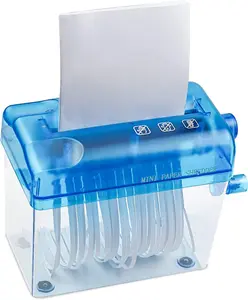 Mini Hand Shredder Portable Paper Shredder Manual Shredder Documents Paper Cutting Tool Home Office Desktop Stationery Christmas Birthday Gift Blue