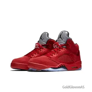Retro Red Suede Fashionable, Comfortable, Trendy, Versatile, Breathable, and Non-Slip Athletic Basketball Shoes