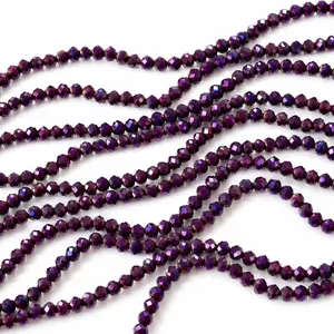 Deep Purple Faceted Glass Beads, Sparkly 6MM Rondelle Bead Strand, Approx 82 Beads, Jewelry Making Beads, Bracelet Beads, Craft Supplies