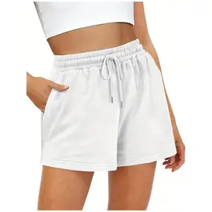 Women's Cute Cotton Fleece Sweat Shorts with Pockets - Featuring Drawstring, Elastic Jersey French Terry